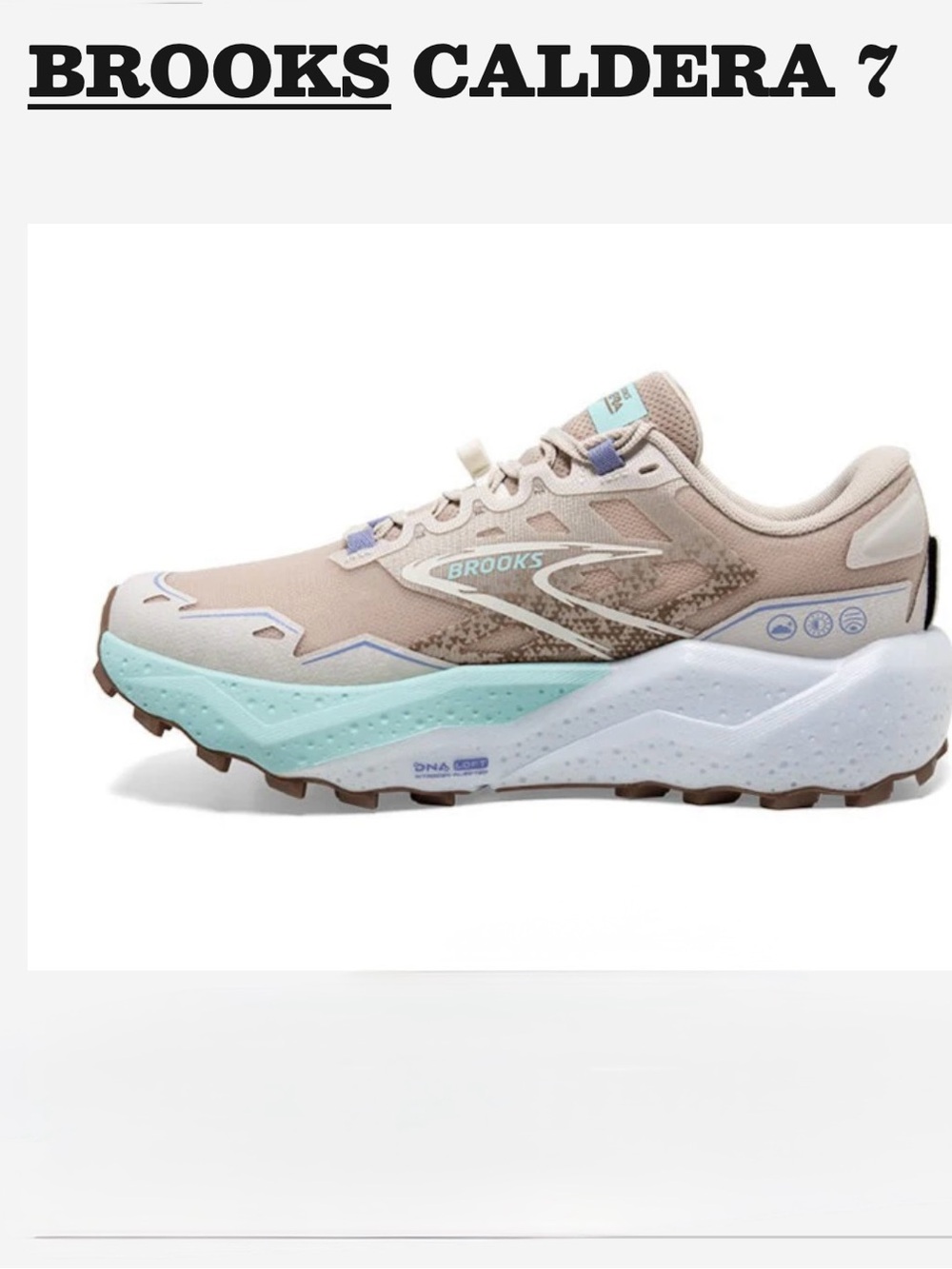 Brooks Caldera 7 Women Trail Shoe Beige Mint Brown COLOR Chateau Grey/White Sz 9 - Picture 4 of 16